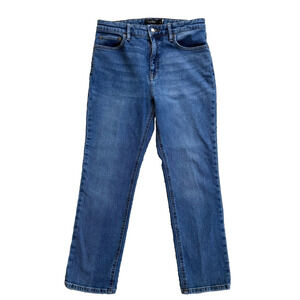Lauren Ralph Lauren Jeans 10 High Rise Straight Leg Medium Wash Leather Patch